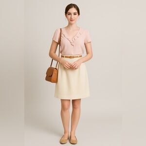 Sag Harbor Petite Cream 100% Wool Skirt 14P